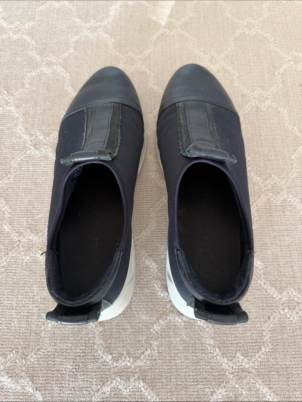 Ecco Black Flexure Runner Slip-On Sneakers with White Soles